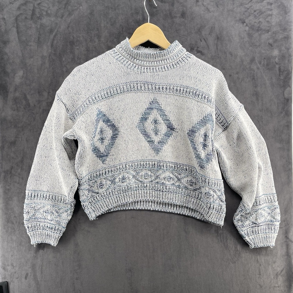 Vintage David Brett Women's M Cropped Sweater 70s 80s Geometric Made USA